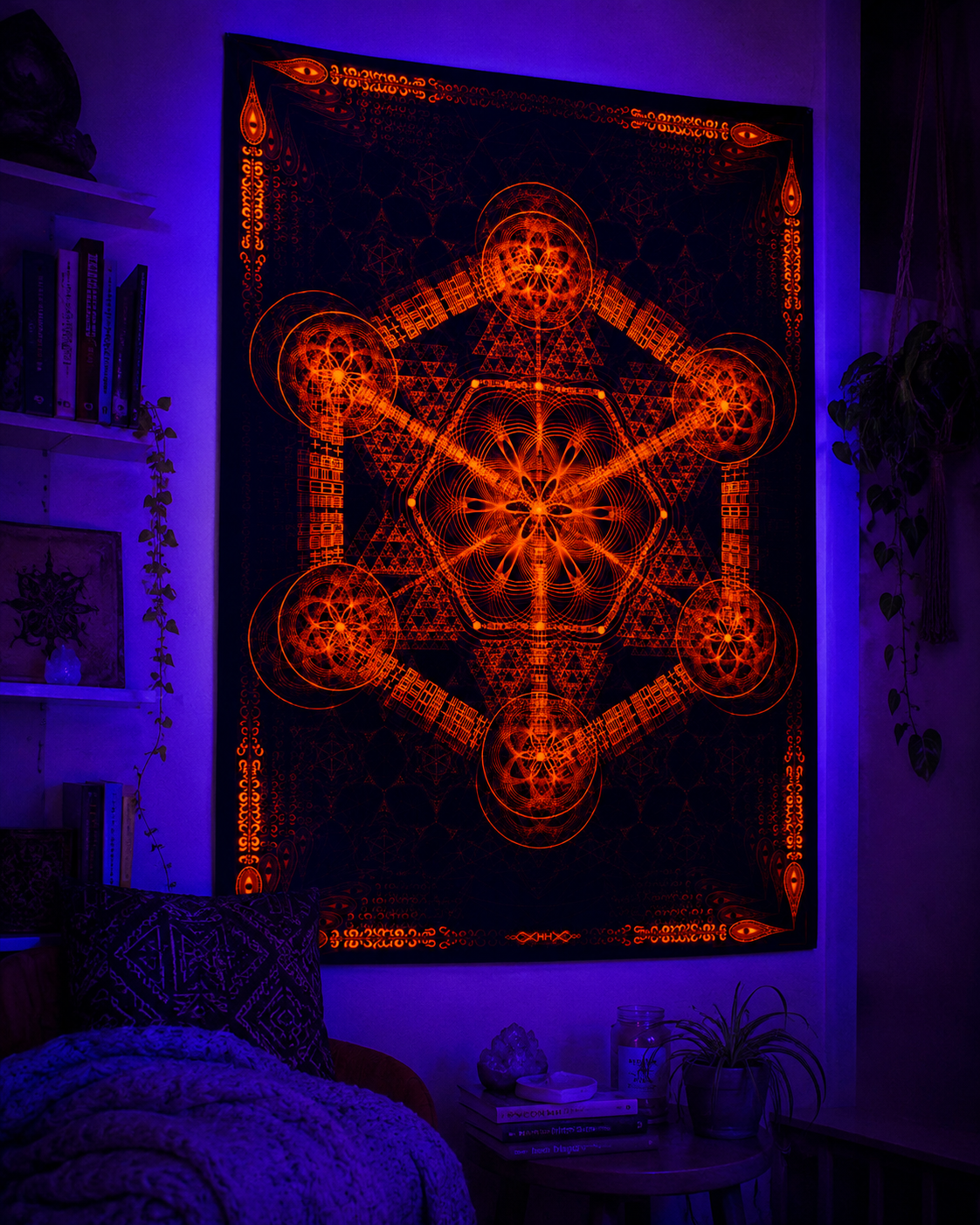 Neon Lycra Tapestry of "Higher Order" (Orange) - UV Active!