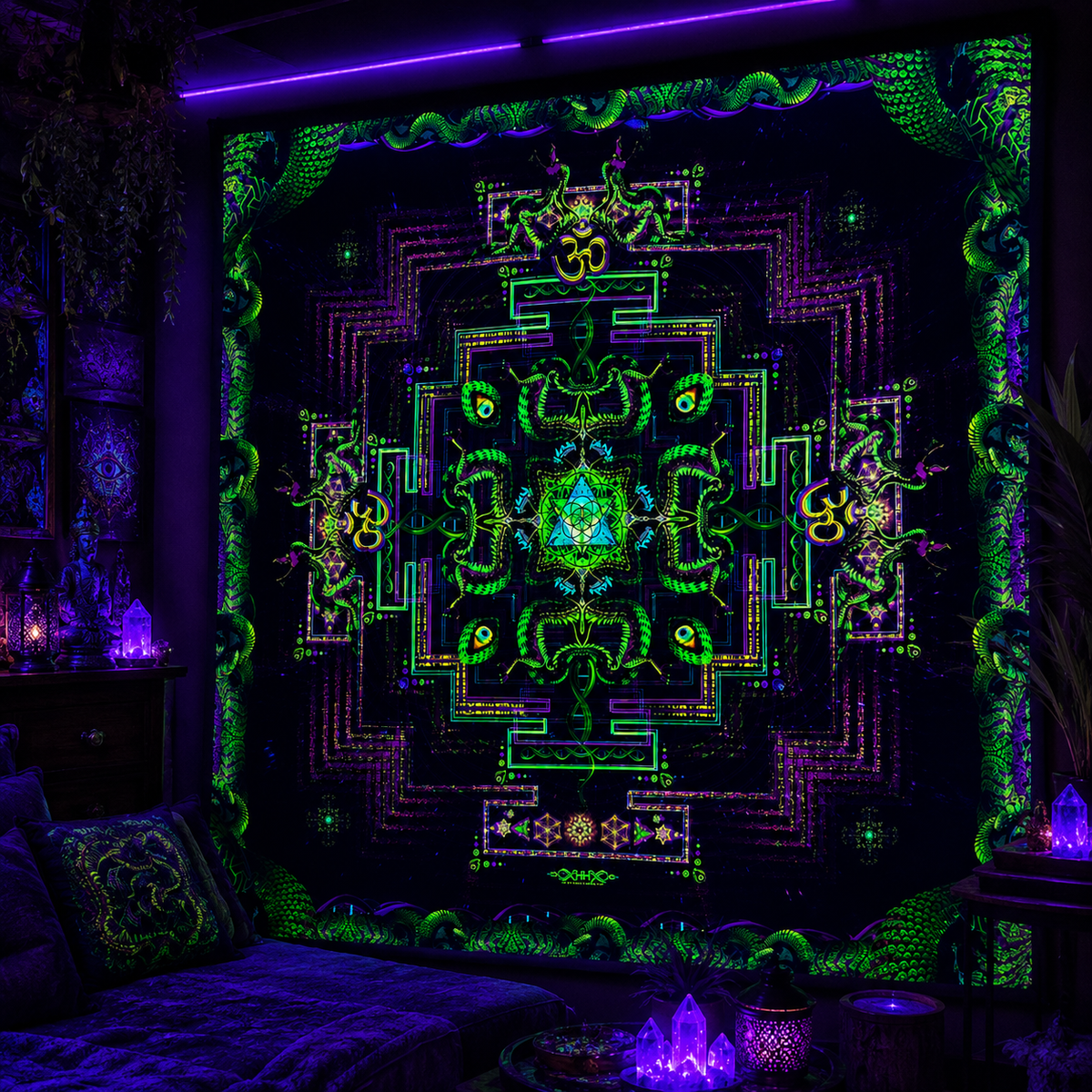 <transcy>خلفية قماشية نيون نشطة UV - Divine Yantra 75 x 75 cm</transcy>