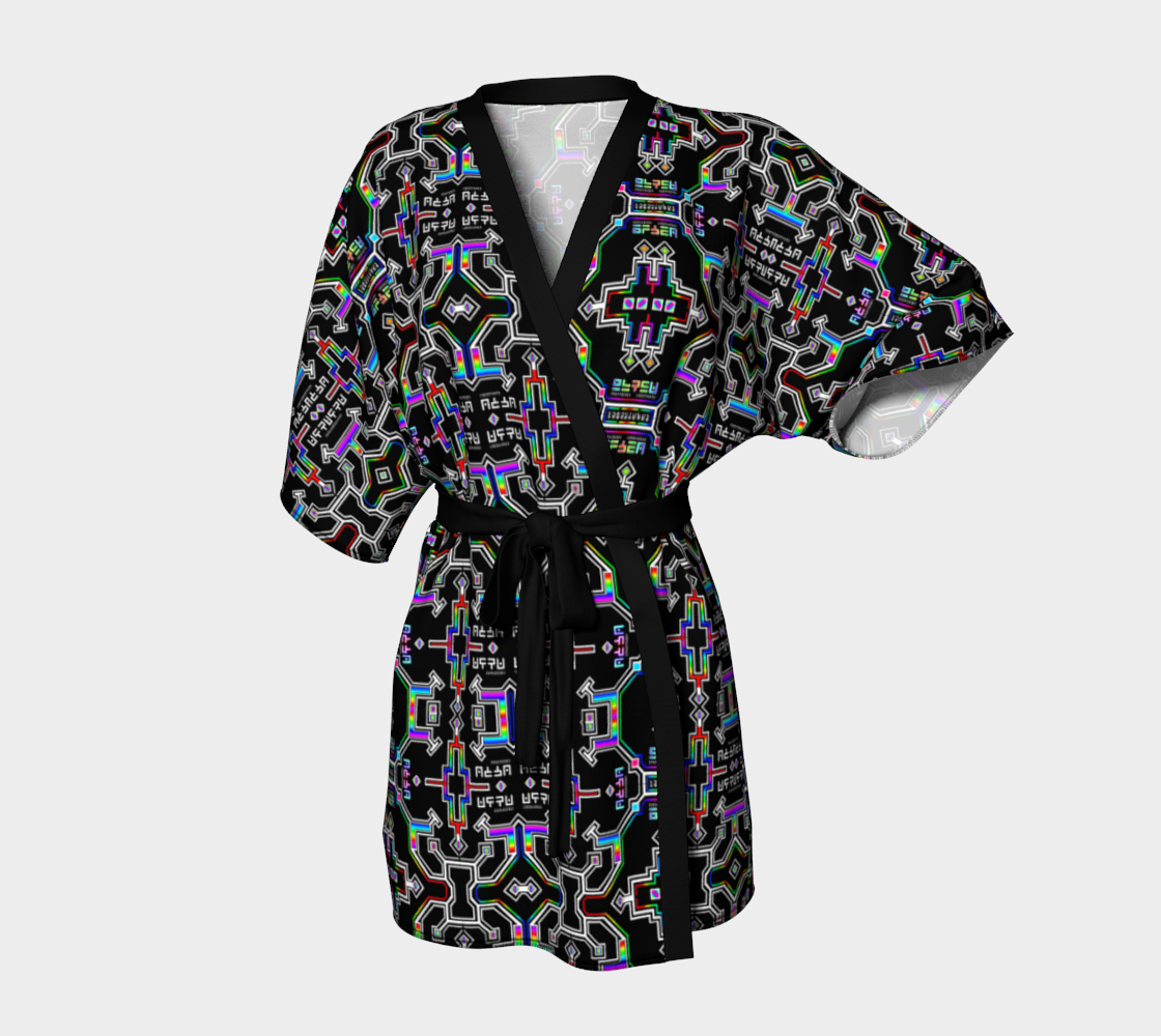 Prismatic Grid Kimono Robe