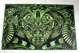 Fluro Neon Lycra Tapestry of "Fullmoon Hypnotica" - UV Active - Lime