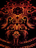 Fluro Neon Lycra Tapestry of "Triton's Compass" - UV Active - Orange
