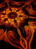 Fluro Neon Lycra Tapestry of "Vajra Mandala" - UV Active - Orange