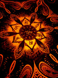 Fluro Neon Lycra Tapestry of "Vajra Mandala" - UV Active - Orange