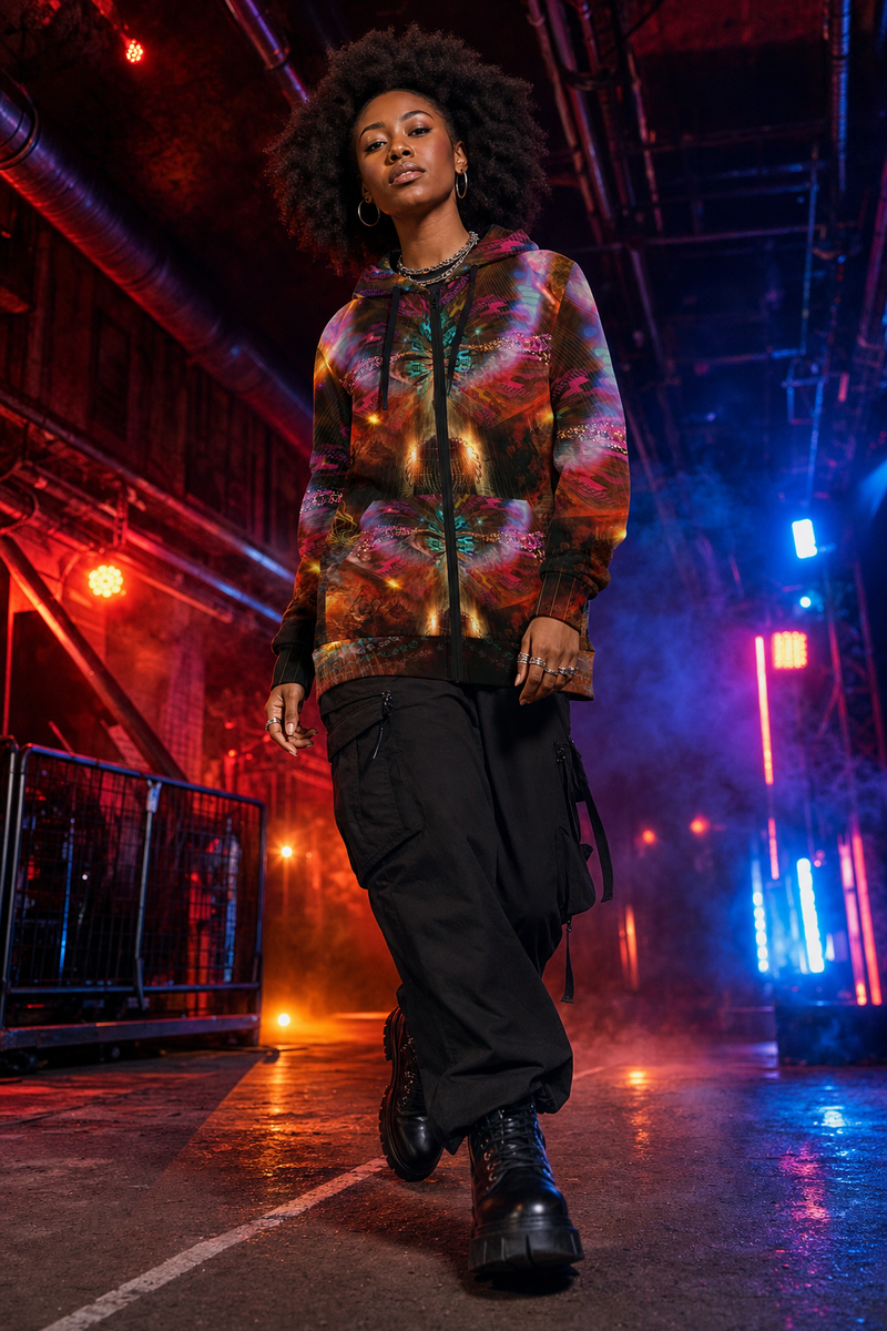 Editorial campaign gallery — I Will Not Fear Zip Up Hoodie — 01-front-campaign-hero