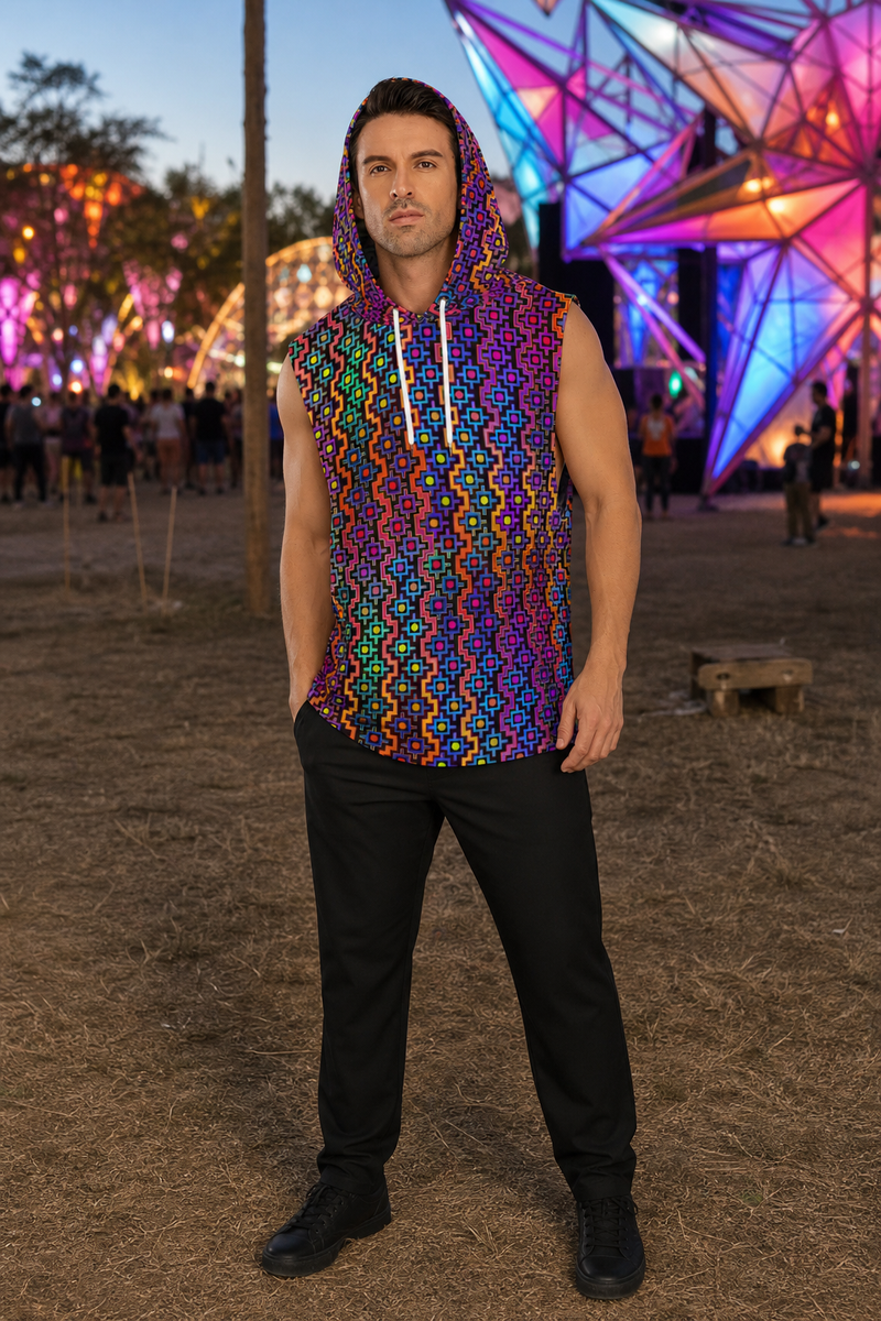 Lifestyle gallery — Rainbow Healing Hooded Tank Top — 01-front-hero