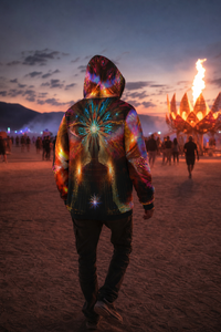 I Will Not Fear Micro Fleece Hoodie — twilight desert gathering back lifestyle view