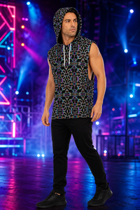Prismatic Grid Hooded Tank Top — lifestyle view 03 — 03-wearer-right