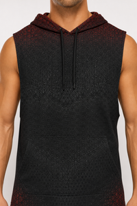 Geometrix, Hooded Tank Top, Sleeveless Festival Wear, Wearable Art — lifestyle view 05 — 05-hood-armhole-pocket-detail