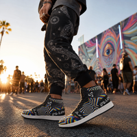 Psychedelic Rainbow High-Top Streetwear Shoes | Festival Sneakers | Unisex Statement Footwear