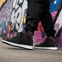 Geometrix Unisex High Top Sneakers, Black Red Geometric Shoes, Futuristic Streetwear, Festival Sneakers, Cyberpunk Alternative Footwear
