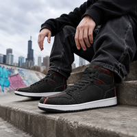 Geometrix Unisex High Top Sneakers, Black Red Geometric Shoes, Futuristic Streetwear, Festival Sneakers, Cyberpunk Alternative Footwear