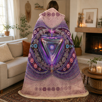 Ajna Third Eye Chakra, Psychedelic Hooded Blanket, Festival Wearable Art