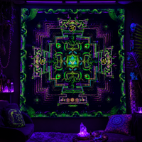 <transcy>خلفية قماشية نيون نشطة UV - Divine Yantra 75 x 75 cm</transcy>