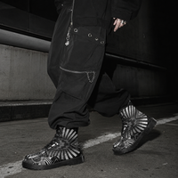 Hypnotica Monochrome Combat Boots, Unisex Optical Illusion Shoes, Gothic Streetwear