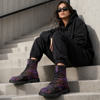 Shadow Work Geometric Combat Boots, Unisex Festival Shoes, Dark Streetwear