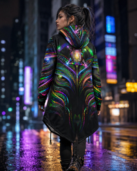Enchanted Essence Hooded Tunic, Unisex Psychedelic Hoodie, Festival Streetwear