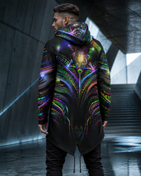 Enchanted Essence Hooded Tunic, Unisex Psychedelic Hoodie, Festival Streetwear