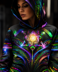 Enchanted Essence Hooded Tunic, Unisex Psychedelic Hoodie, Festival Streetwear