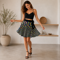 Chromadelic Rainbow Wrap Skirt, Psychedelic Festival Skirt, Neon Optical Art Clothing