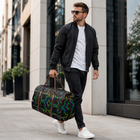 Tryptek Duffel Bag, Psychedelic Sacred Geometry Travel Bag, Neon Gym Bag, Festival Weekender Bag, Trippy Canvas Overnight Duffle
