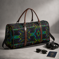 Tryptek Duffel Bag, Psychedelic Sacred Geometry Travel Bag, Neon Gym Bag, Festival Weekender Bag, Trippy Canvas Overnight Duffle