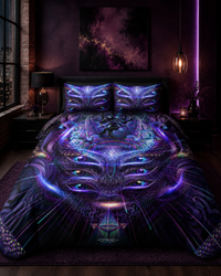 Hyperdimensional Love Bedding Set, Psychedelic Duvet Cover Set, Purple Visionary Art Bedding, Mystical Bedroom Decor, Cosmic Love Bed Set