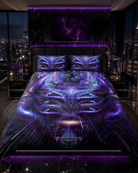 Hyperdimensional Love Bedding Set, Psychedelic Duvet Cover Set, Purple Visionary Art Bedding, Mystical Bedroom Decor, Cosmic Love Bed Set