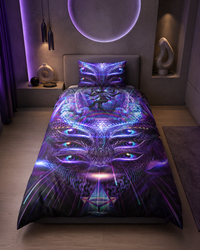 Hyperdimensional Love Bedding Set, Psychedelic Duvet Cover Set, Purple Visionary Art Bedding, Mystical Bedroom Decor, Cosmic Love Bed Set