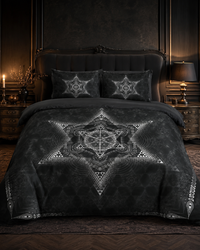 Morningstar Bedding Set, Black Sacred Geometry Duvet Cover Set, Gothic Celestial Bedding, Occult Bedroom Decor, Mystical Star Bed Set