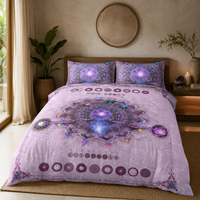 Crown Chakra Bedding Set, Purple Mandala Duvet Cover Set, Spiritual Boho Bedroom Decor, Sacred Geometry Bedding, Sahasrara Chakra