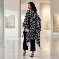 Prismatic Overlay Draped Kimono lifestyle three-quarter back view