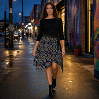 Prismatic Overlay Wrap Skirt — lifestyle front
