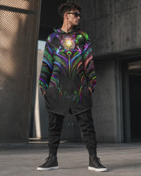 Enchanted Essence Hooded Tunic, Unisex Psychedelic Hoodie, Festival Streetwear