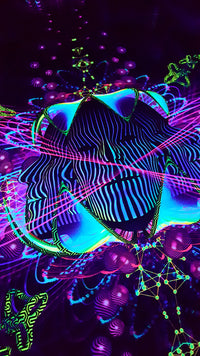 <transcy>UV Active NEON Leinwand Hintergrund - Subatomarer Neuronaut 66 x 66 cm</transcy>