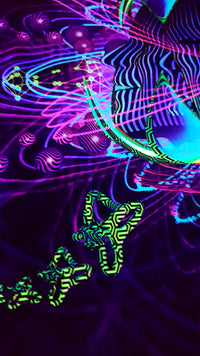 <transcy>UV Active NEON Leinwand Hintergrund - Subatomarer Neuronaut 66 x 66 cm</transcy>