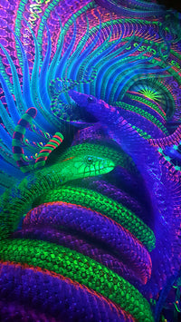 UV Active NEON Canvas Backdrop - Kundalini Rising 142 x 142 cm