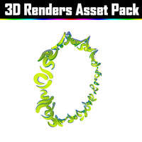3D Render Asset Pack - Psychedelic Art Graphic Assets