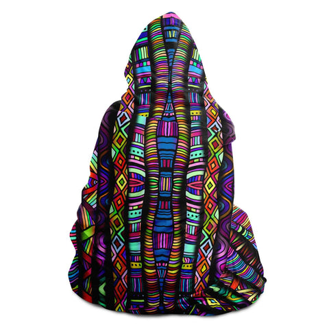 Rainbow Tribe Hooded Blanket Sherpa