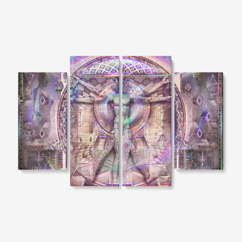 4 Piece Canvas Print of Vitruvian Spirit - Framed Ready to Hang 4x12"x32