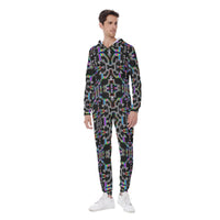 Prismatic Grid Men's Hooded Jumpsuit / Bodysuit / Onesie