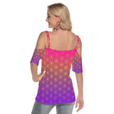 Sacral Bloom Top With Criss Cross Strips