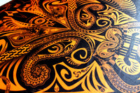 Fluro Neon Lycra Tapestry of "Fullmoon Hypnotica" - UV Active - Orange
