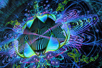 <transcy>UV Active NEON Leinwand Hintergrund - Subatomarer Neuronaut 66 x 66 cm</transcy>
