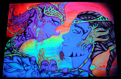 UV Active Neon Lycra Tapestry of "Love in Eslonia"