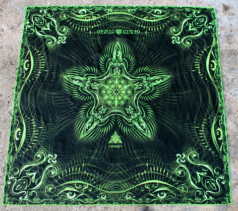 Fluro Neon Lycra Tapestry of "Pandora's Box" - UV Active - Lime