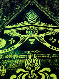 Fluro Neon Lycra Tapestry of "Singular Sight" - UV Active! Lime