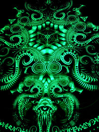 Fluro Neon Lycra Tapestry of "Triton's Compass" - UV Active - Lime