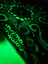 Fluro Neon Lycra Tapestry of "Triton's Compass" - UV Active - Lime