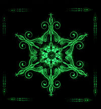 Fluro Neon Lycra Tapestry of "Vajra Mandala" - UV Active - Lime