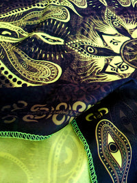 Fluro Neon Lycra Tapestry of "Vajra Mandala" - UV Active - Lime